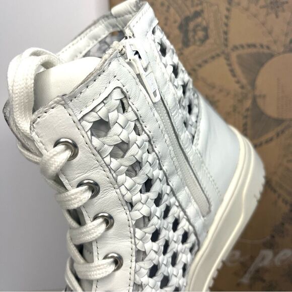 Free People Hayes High Top Woven Leather Sneakers in White Size 6 New in box - Picture 6 of 13